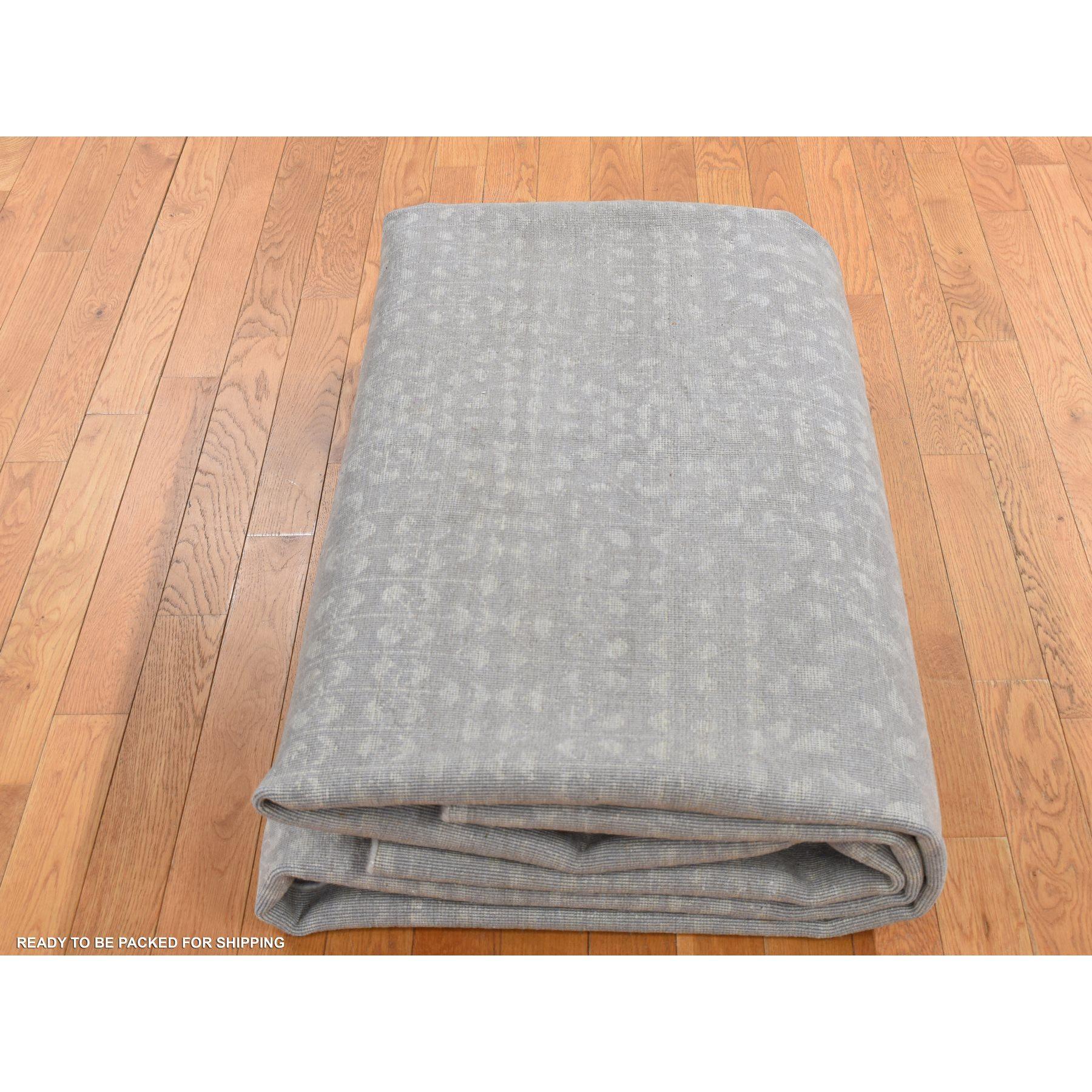 Fossil Gray Seide mit Wolle Ton in Ton handgeknüpft Orientteppich 9'0