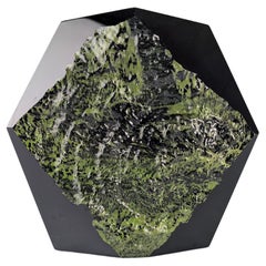 Fossil Green and Black Glass Vase by Willy Rizzo 1970s