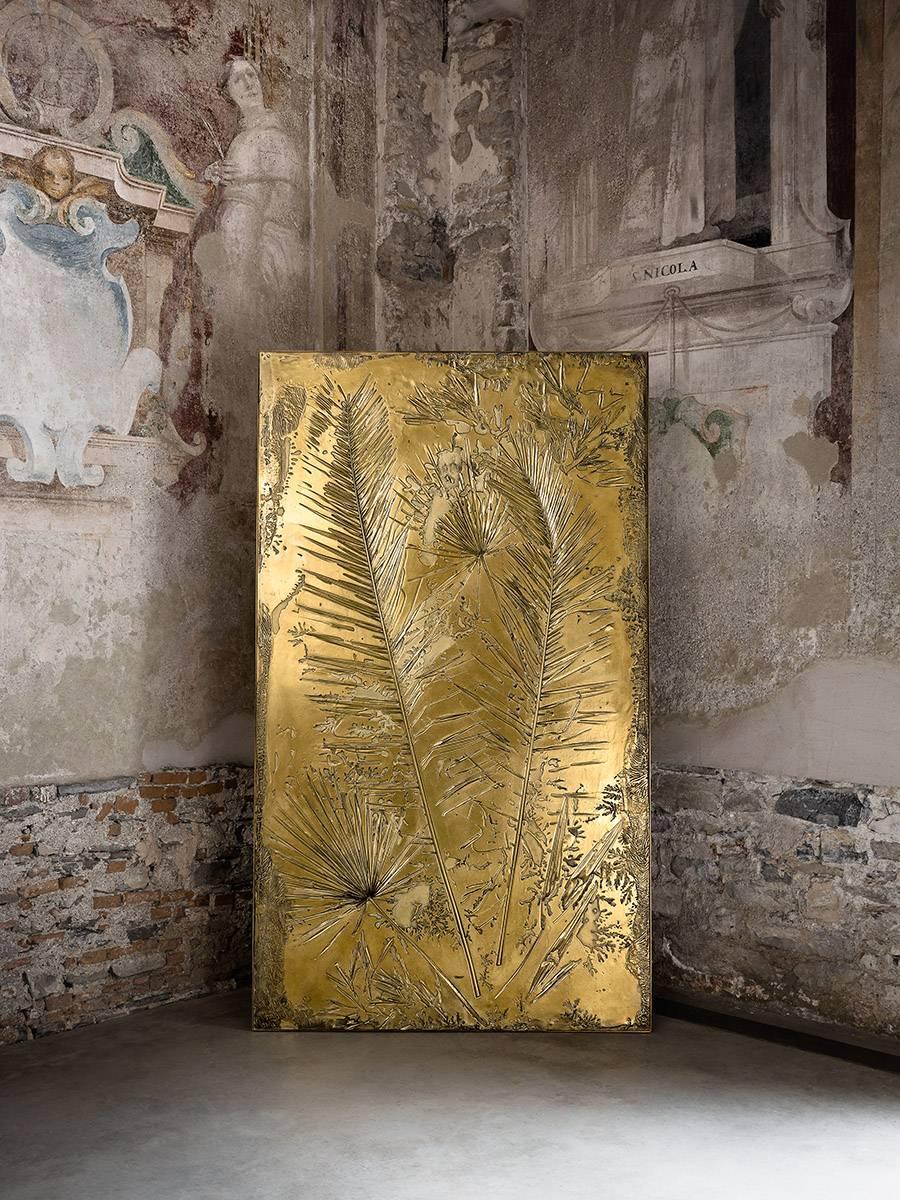 Italian 'Fossil I' Monumental Bronze and Brass Screen by Gianluca Pacchioni For Sale
