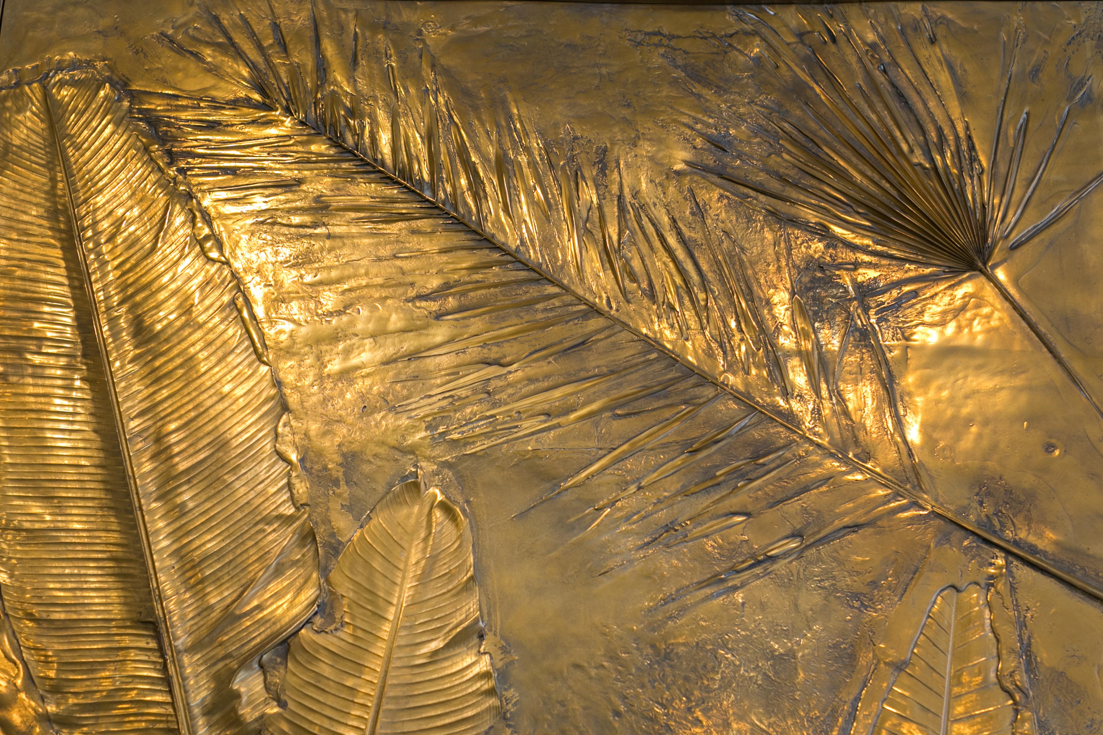 Hollywood Regency 'Fossil II' Monumental Bronze and Brass Panel by Gianluca Pacchioni For Sale