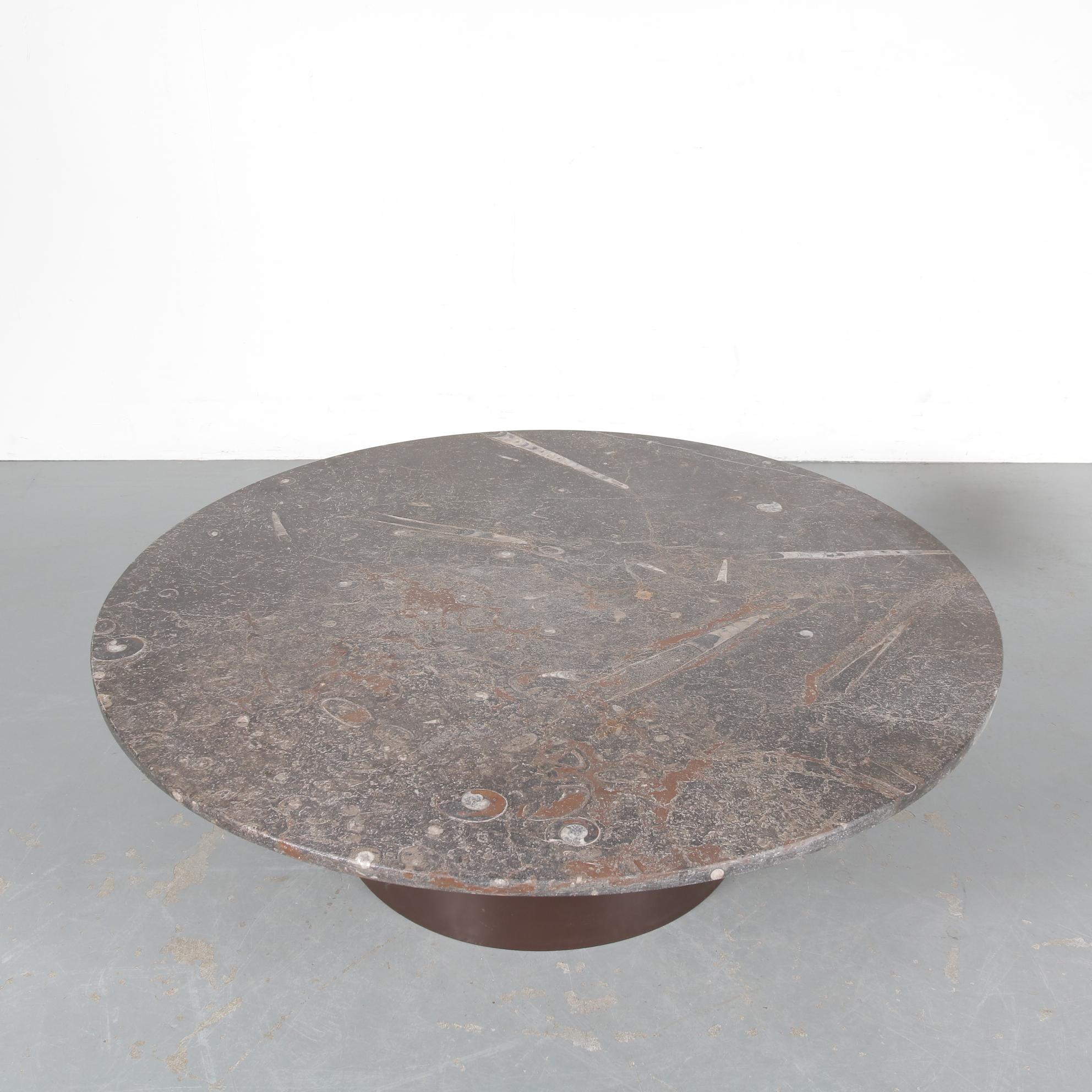 Fossil Inlay Coffee Table by Heinz Lilienthal, Germany 1970 In Good Condition In Amsterdam, NL