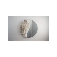 Fossil Moon Wall Mirror XVI in Alabaster & Glass Mirror by Amarist Studio