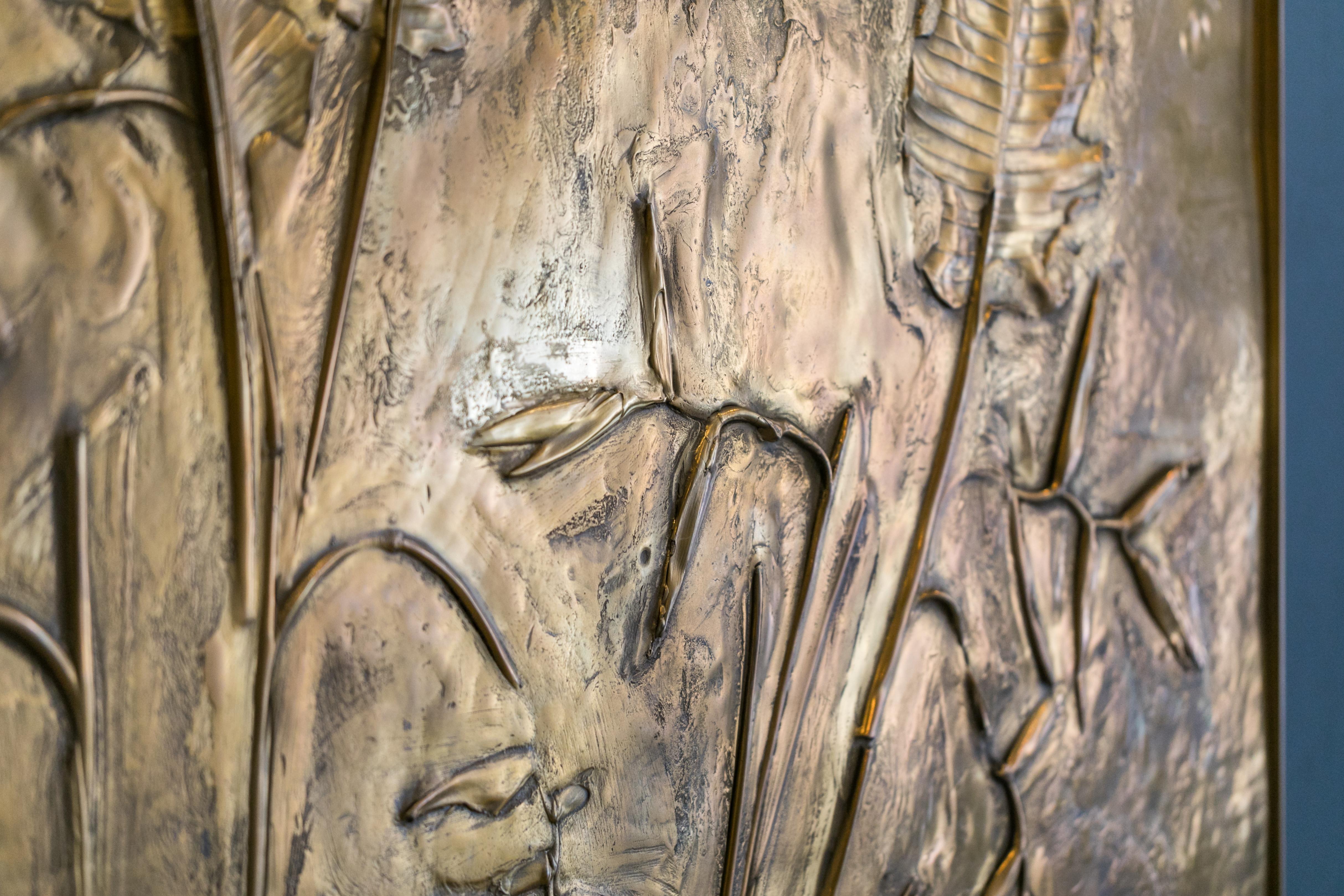 Unique Work  Signed by the Artist

These monumental bronze panels are hand-crafted using painstaking techniques at the Milan-based studio of Gianluca Pacchioni. Although part of the Tropical Fossil series, each panel features unique bas-relief