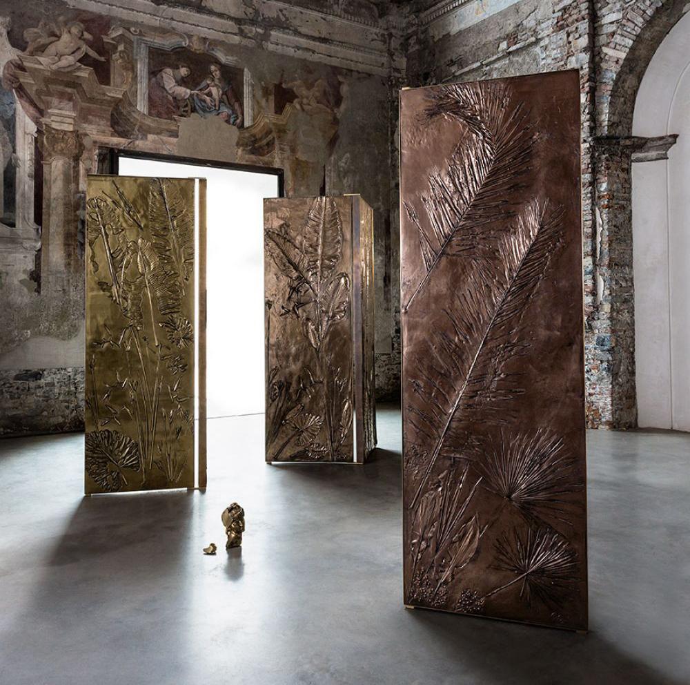 Brass Fossil Screen II by Gianluca Pacchoini For Sale