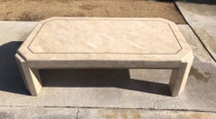 Fossil Stone and Brass Cocktail Table by Maitland Smith
