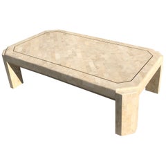 Fossil Stone and Brass Cocktail Table by Maitland Smith