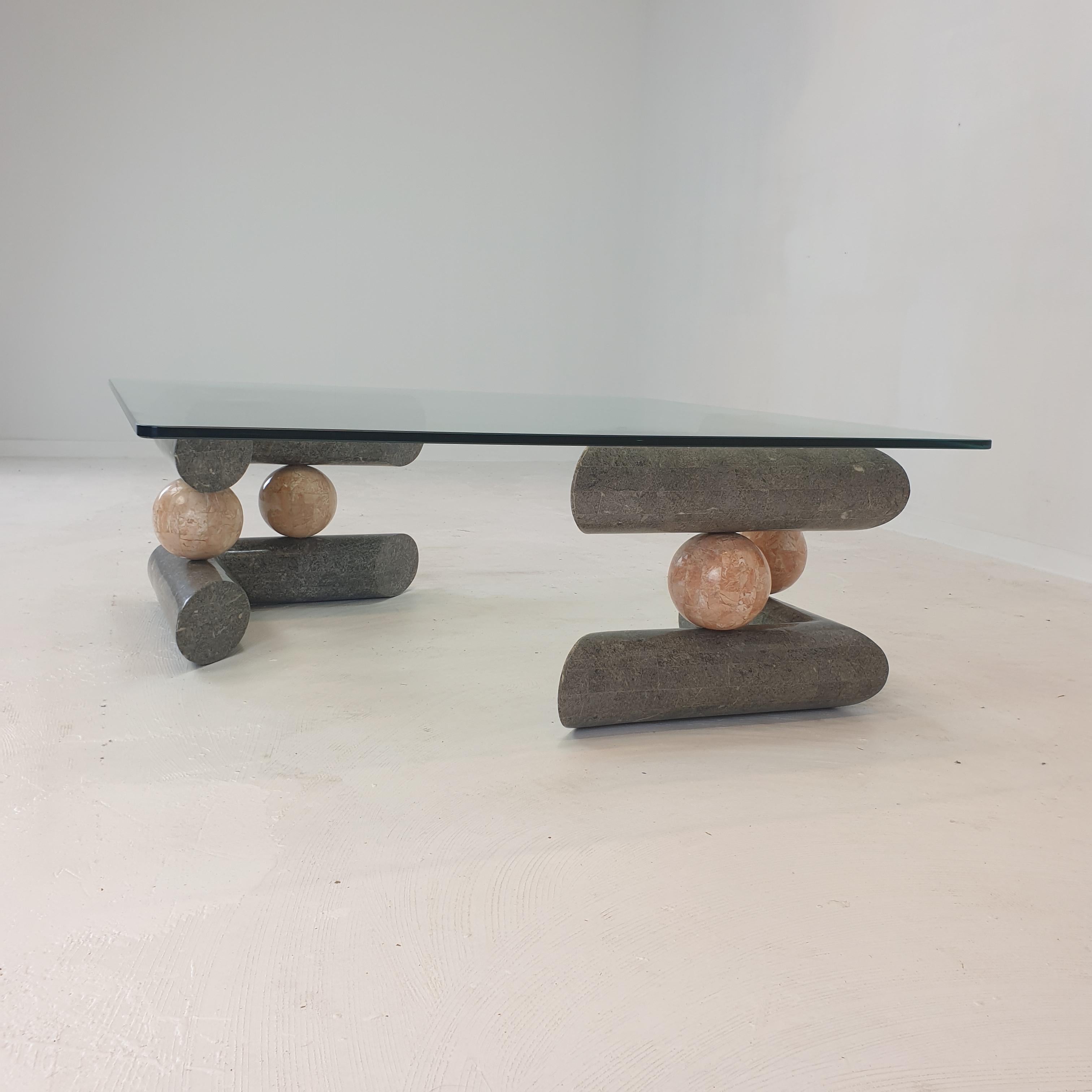 Table basse en pierre fossile, années 1980 en vente 2