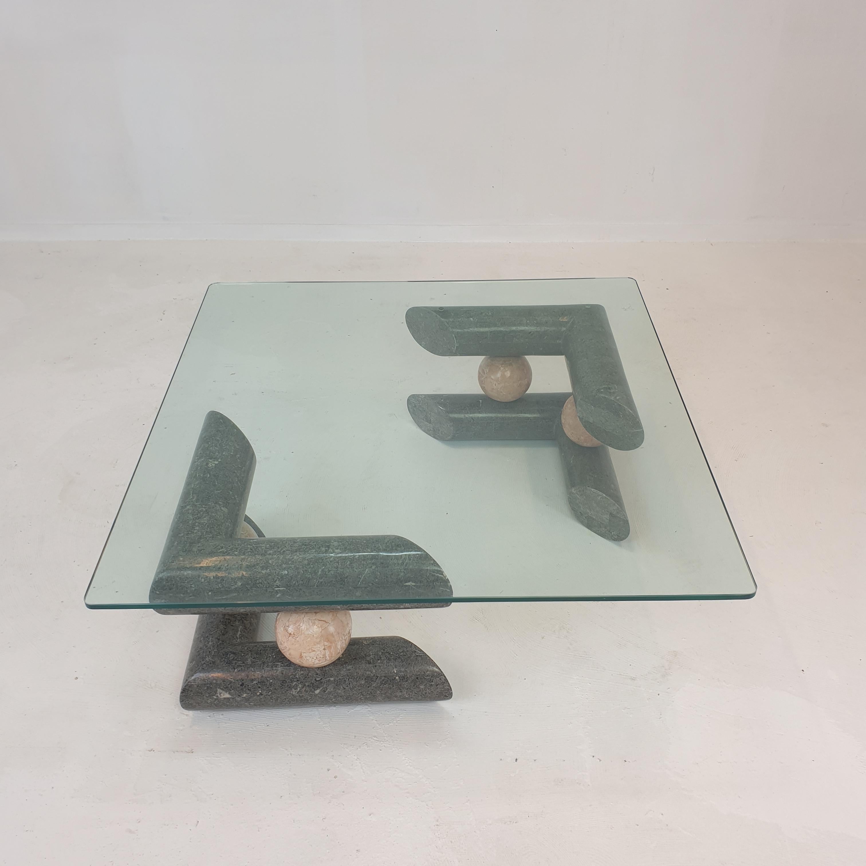 Very nice fossil stone coffee or side table, 1980's.

This stunning table is made of thin slices fossil stone.

It is possible to order the table without the glass.

We work with professional packers and shippers, we ship worldwide.
   
