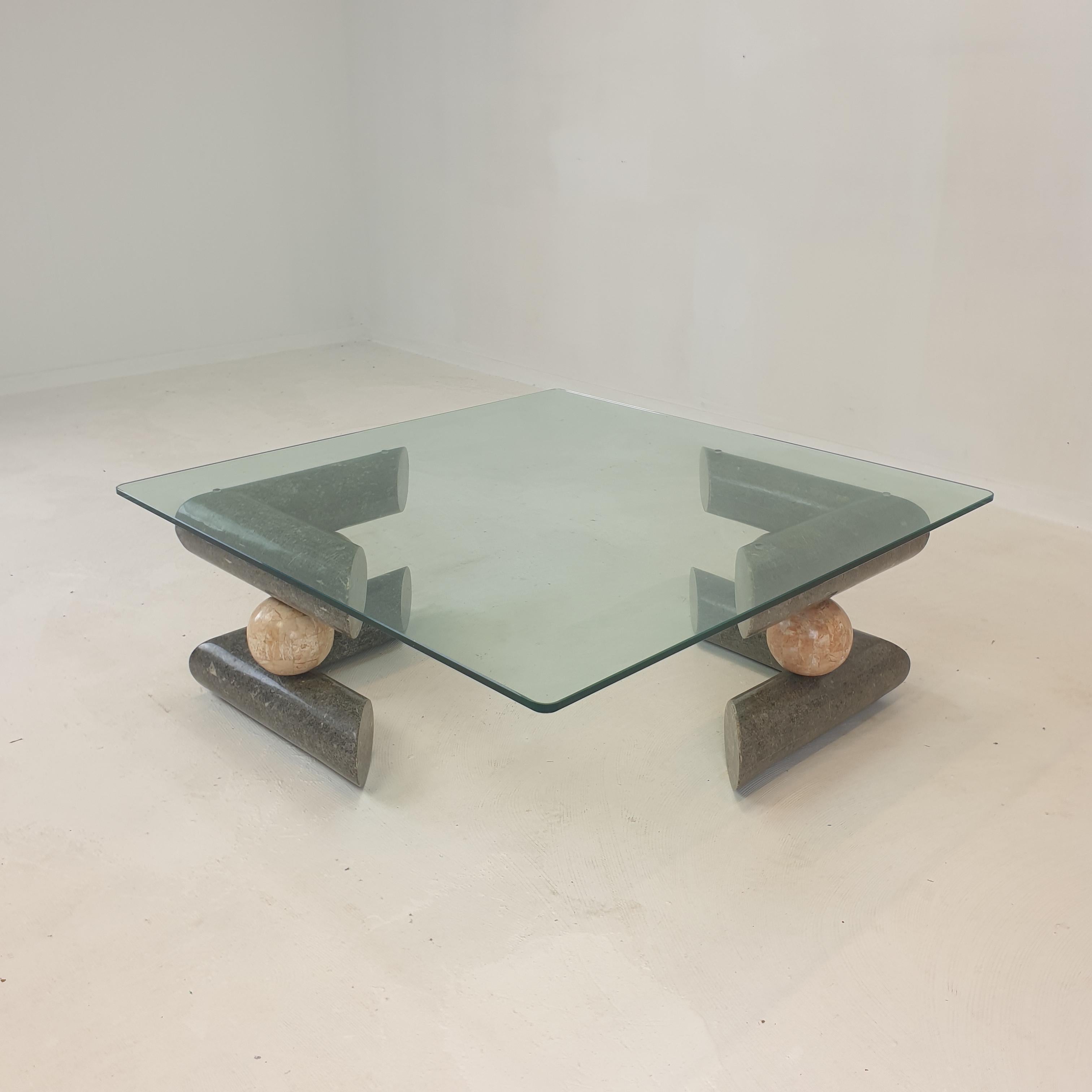 Post-Modern Fossil Stone Coffee Table, 1980s For Sale