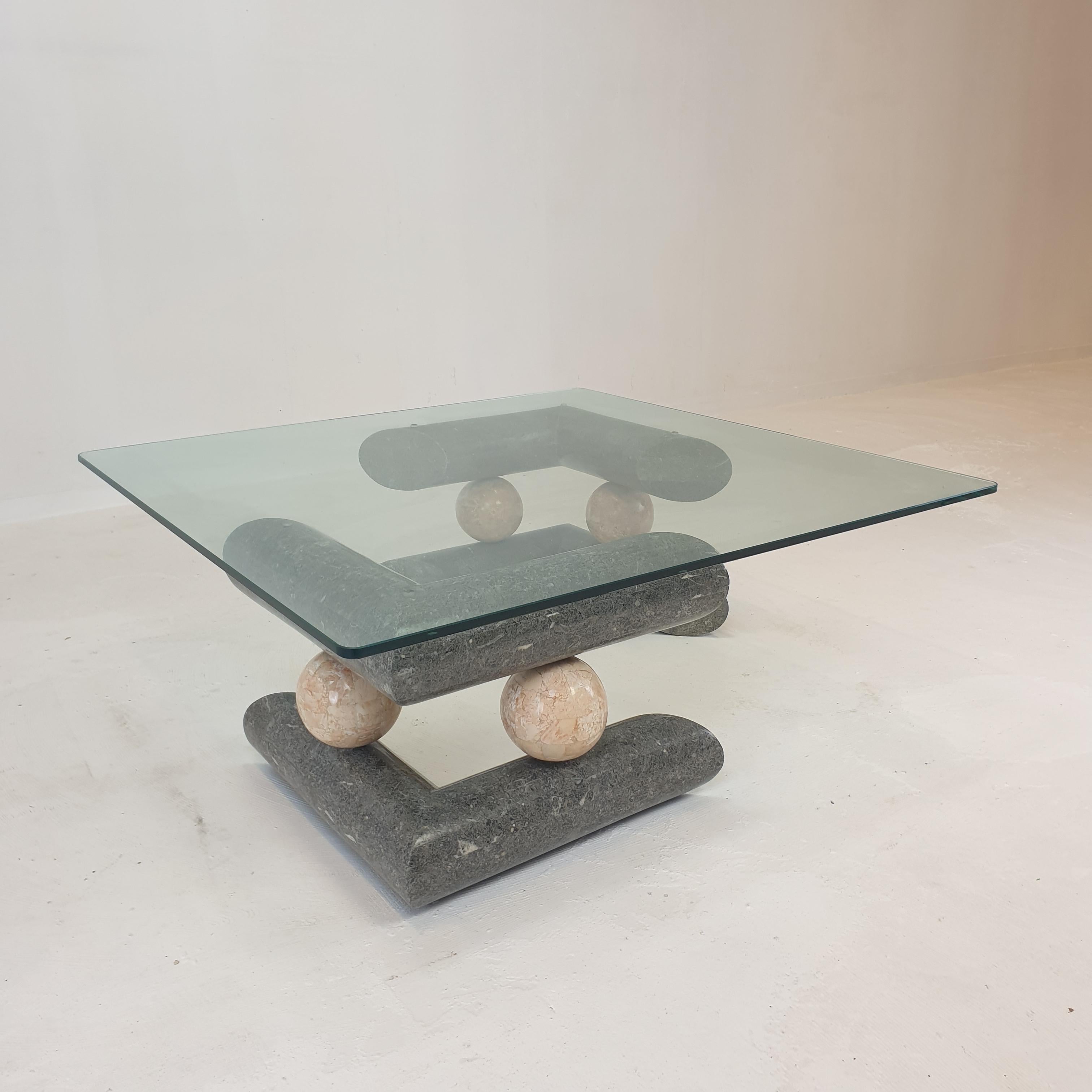 Hand-Crafted Fossil Stone Coffee Table, 1980s For Sale