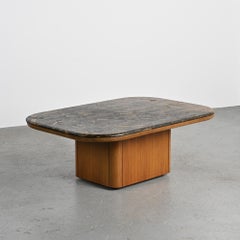 Table basse en pierre fossile, Collection Fossile, Suisse, vers 1980