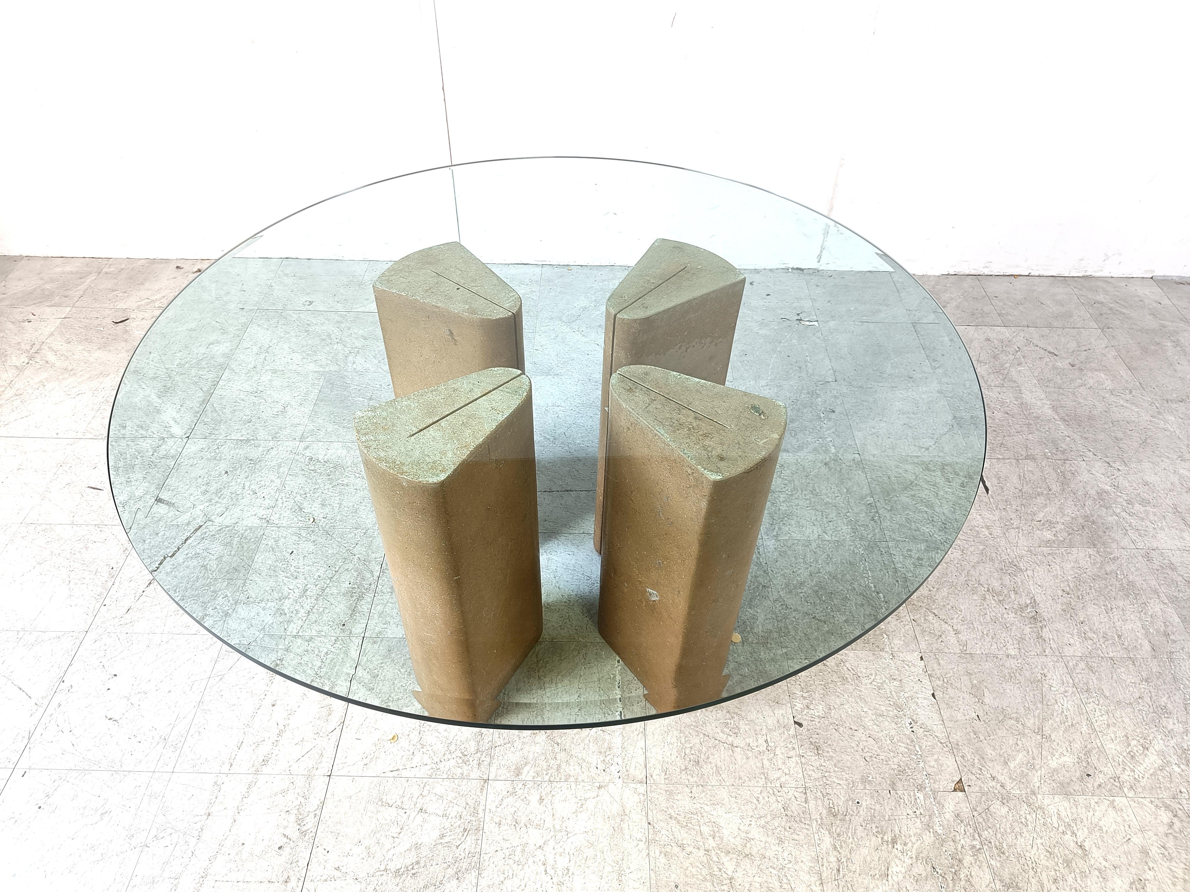Table de salle à manger en pierre fossile, 1970 en vente 5