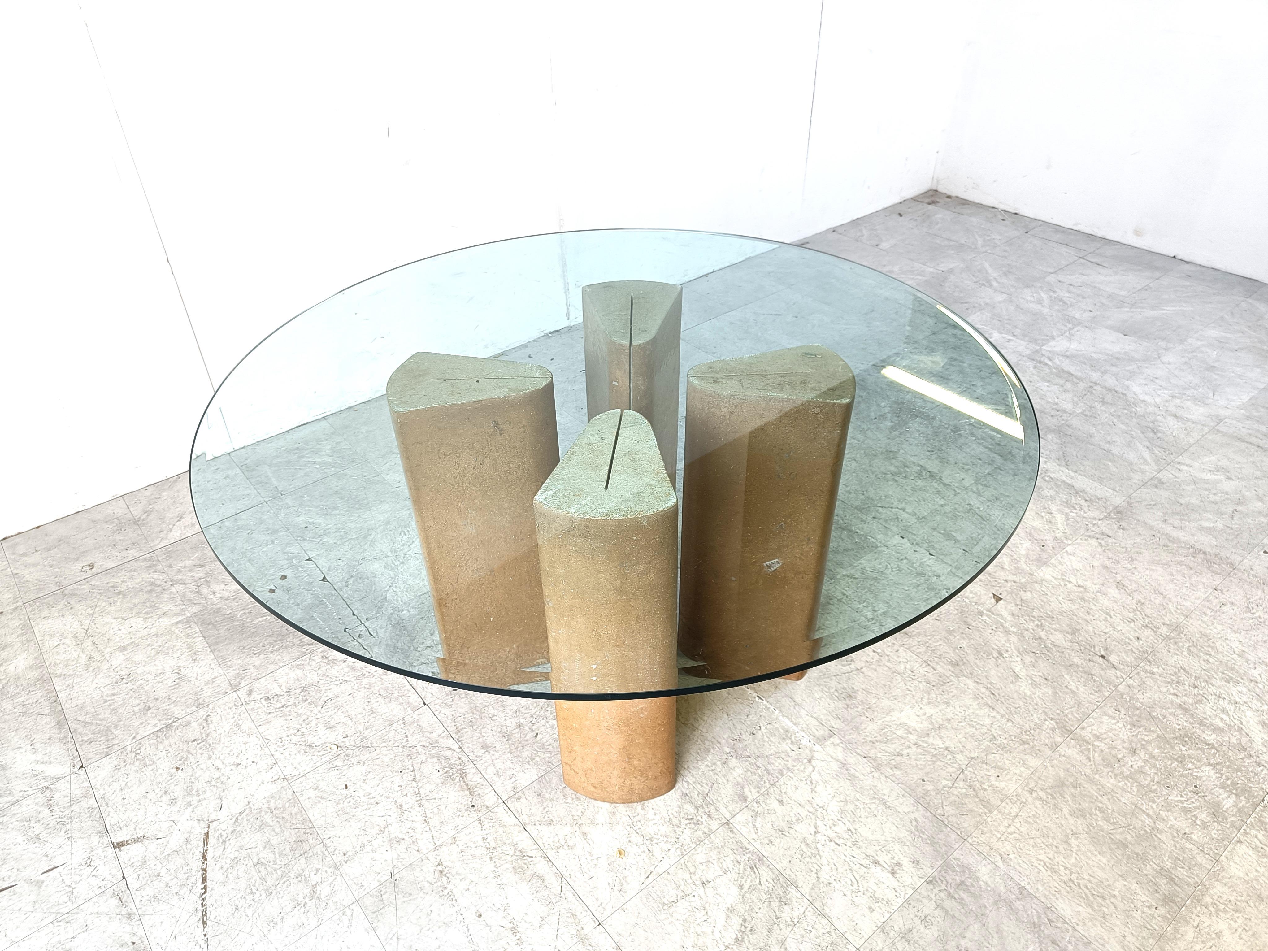Table de salle à manger en pierre fossile, 1970 en vente 1