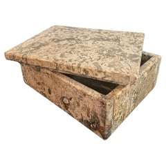 Box mit Deckel aus Fossilstein 