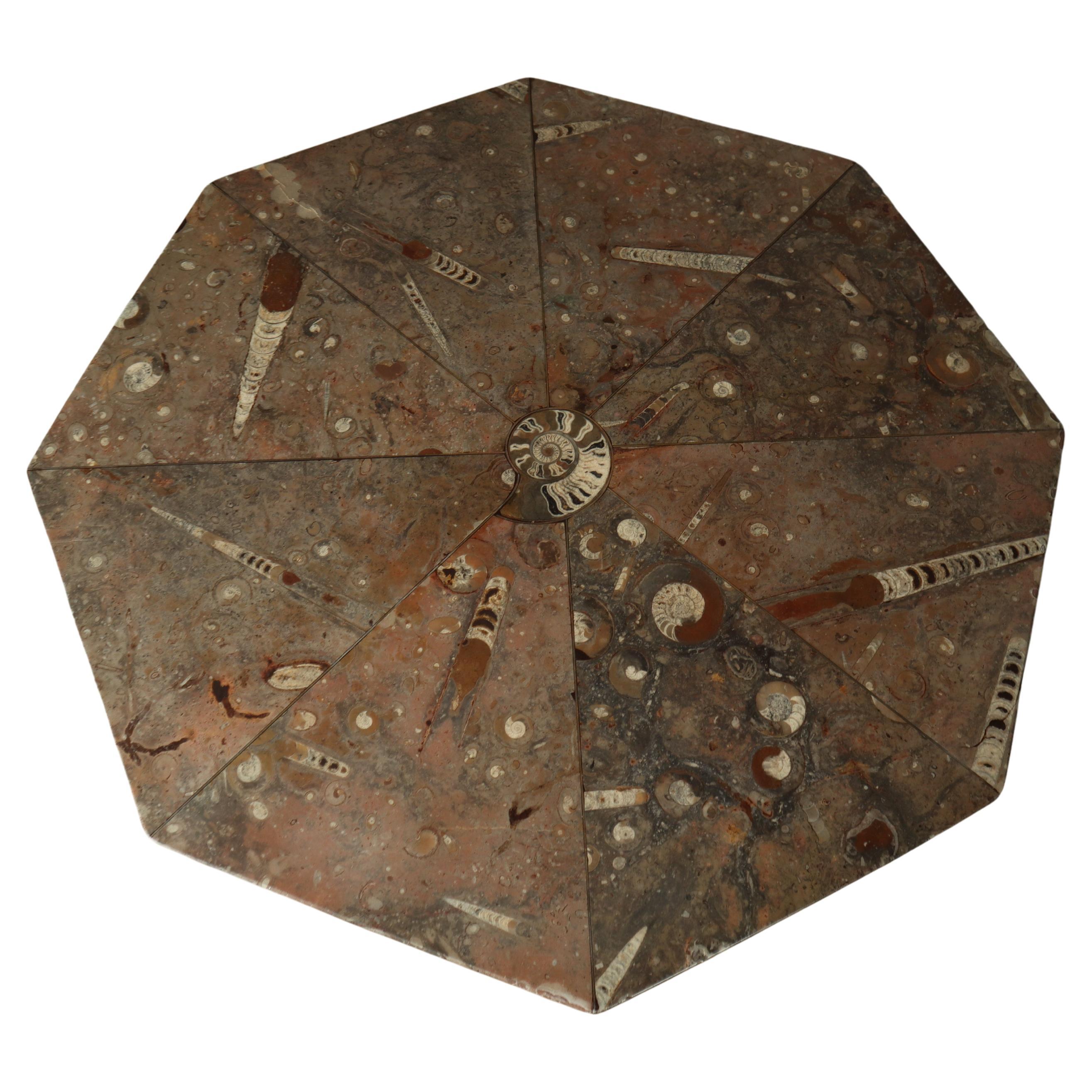 Fossil Stone Pedestal Coffee Table, France 1970
s For Sale