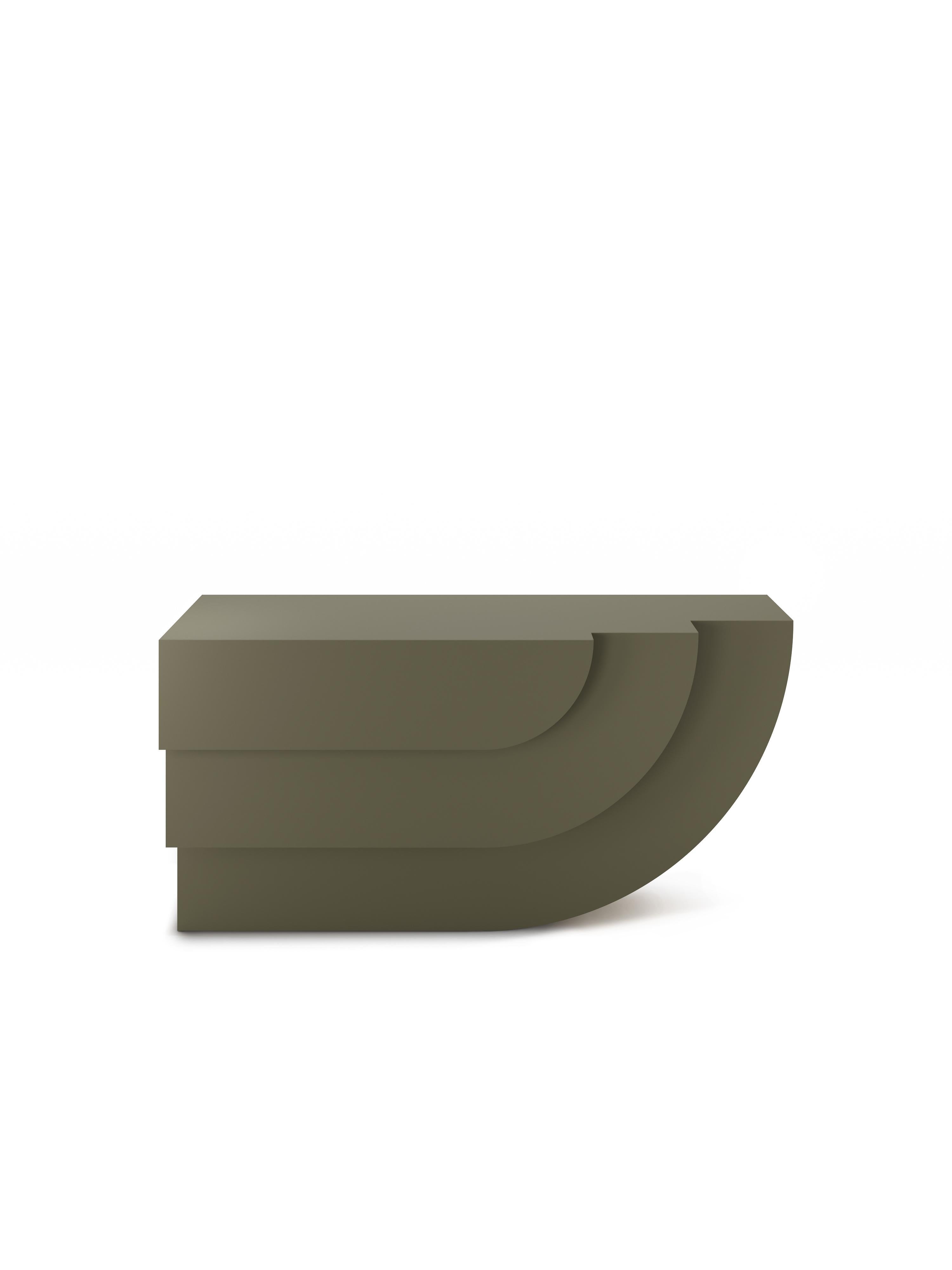 Fossil Wood Console by Ginger & Jagger
Dimensions: D 50 x W 161 x H 81 cm. 
Materials: Veneered wood.
Finish: Body in Amara Ebony veneer with matt finishing.

This product is suitable for custom size. This product is made for living areas and