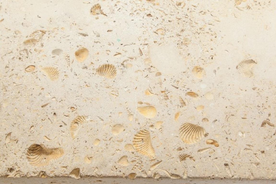 Late 20th Century Fossilated Limestone Top and Bronze Table