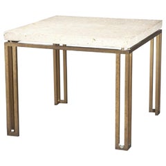Fossilated Limestone Top and Bronze Table