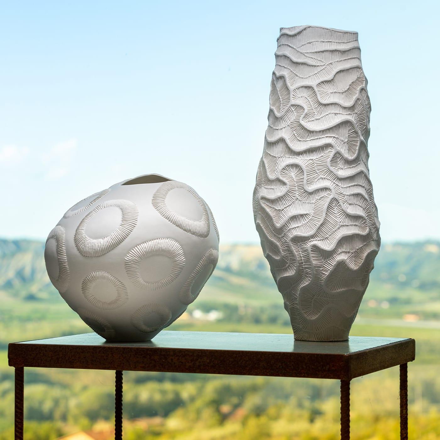 Modern Fossilia Monolite White Vase