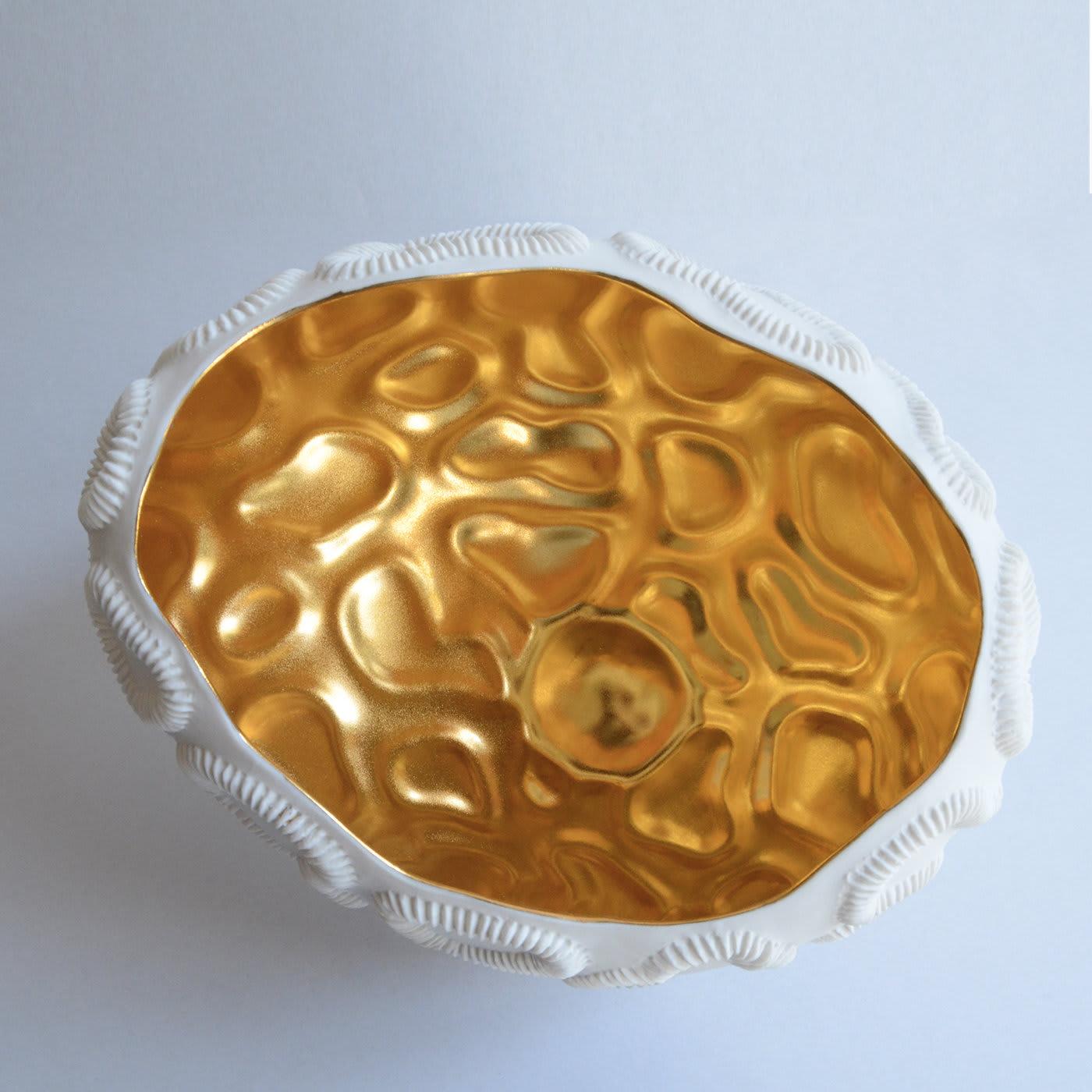 Italian Fossilia Oval Gold Bowl For Sale