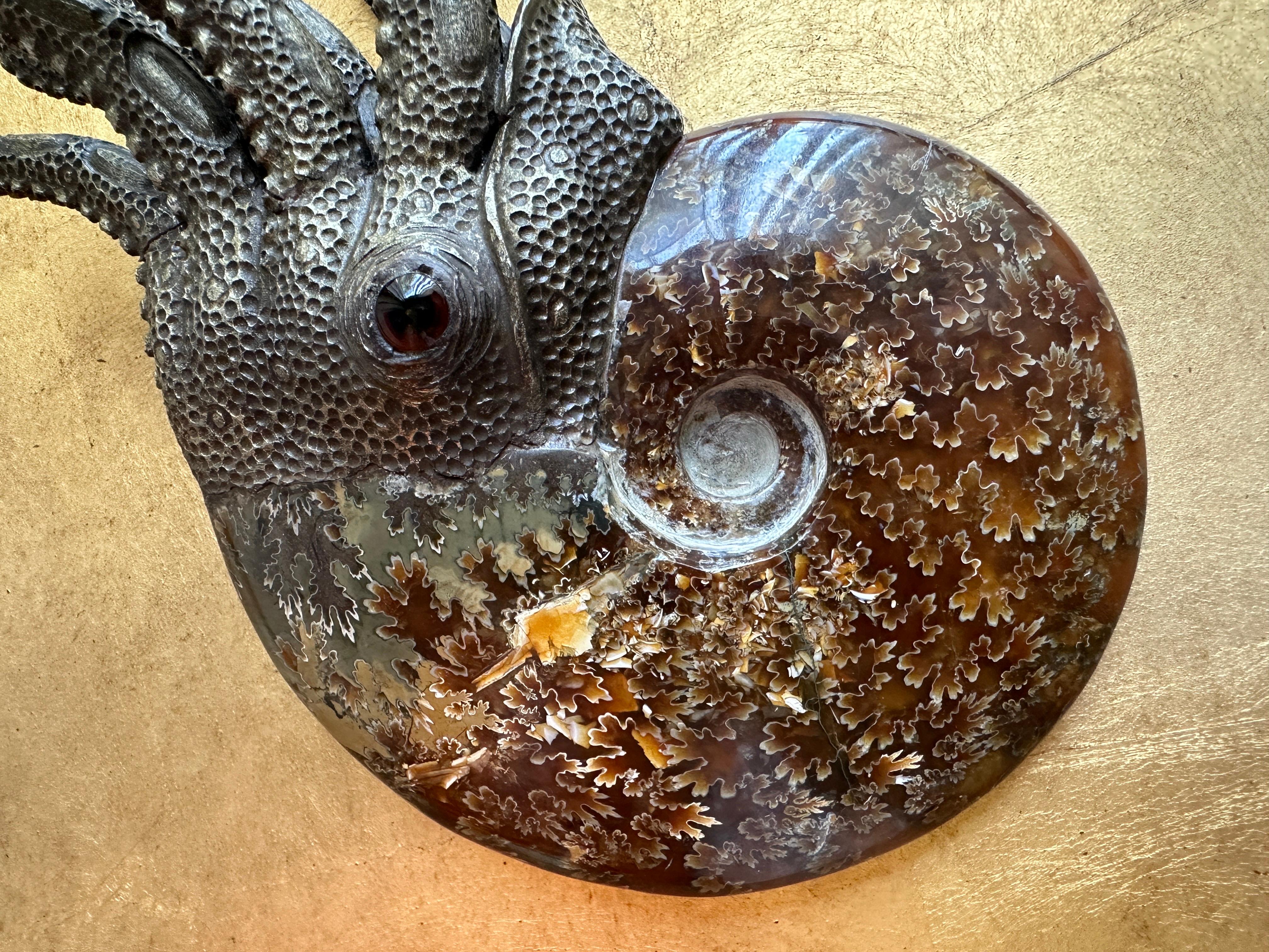 Fossilized Ammonite Sculpture Paperweight In Good Condition In North Hollywood, CA