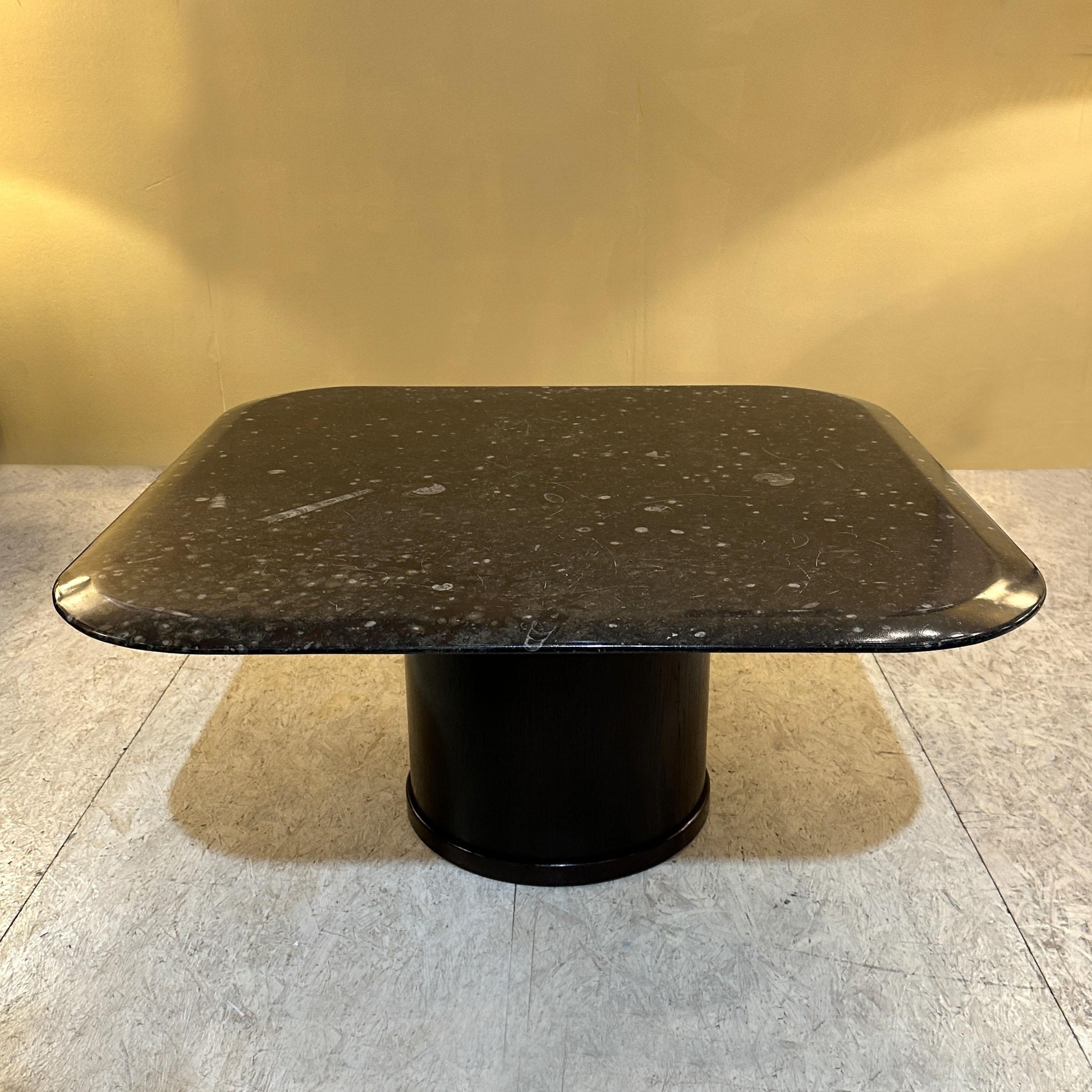 German Fossilized Stone Coffee by Table Heinz Lilienthal with Round Wooden Base For Sale