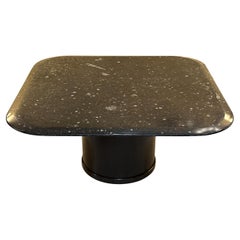 Fossilized Stone Coffee by Table Heinz Lilienthal with Round Wooden Base