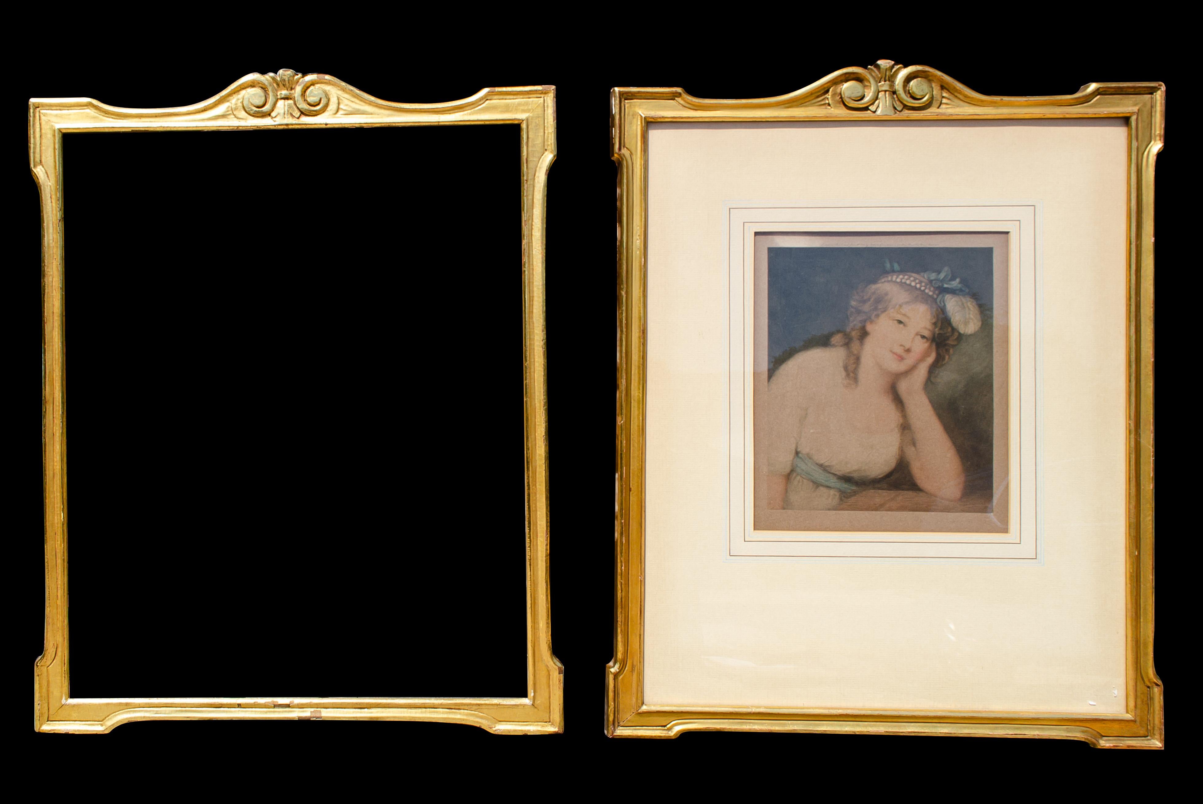 Two Hand Crafted Foster Brothers Frames, Gilded, c. 1920
Wood and gold leaf
22 7/8 x 18 x 3/4 inches each
Note: One frame contains a mezzotint by William Henderson.

Established by Stephen Bartlett Foster (1856-1932) and John Roy Foster (1863-1931),