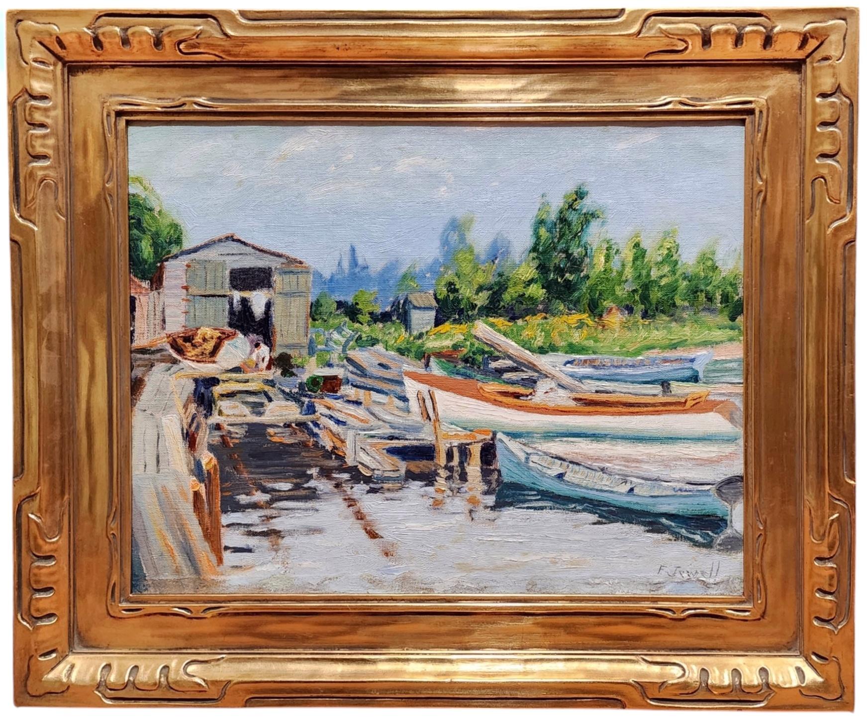 El muelle de Les Kelly; Onekama, Michigan, Impresionista americano, Newcomb Macklin