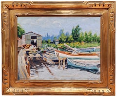 Les Kelly's Dock; Onekama, Michigan, American Impressionist, Newcomb Macklin