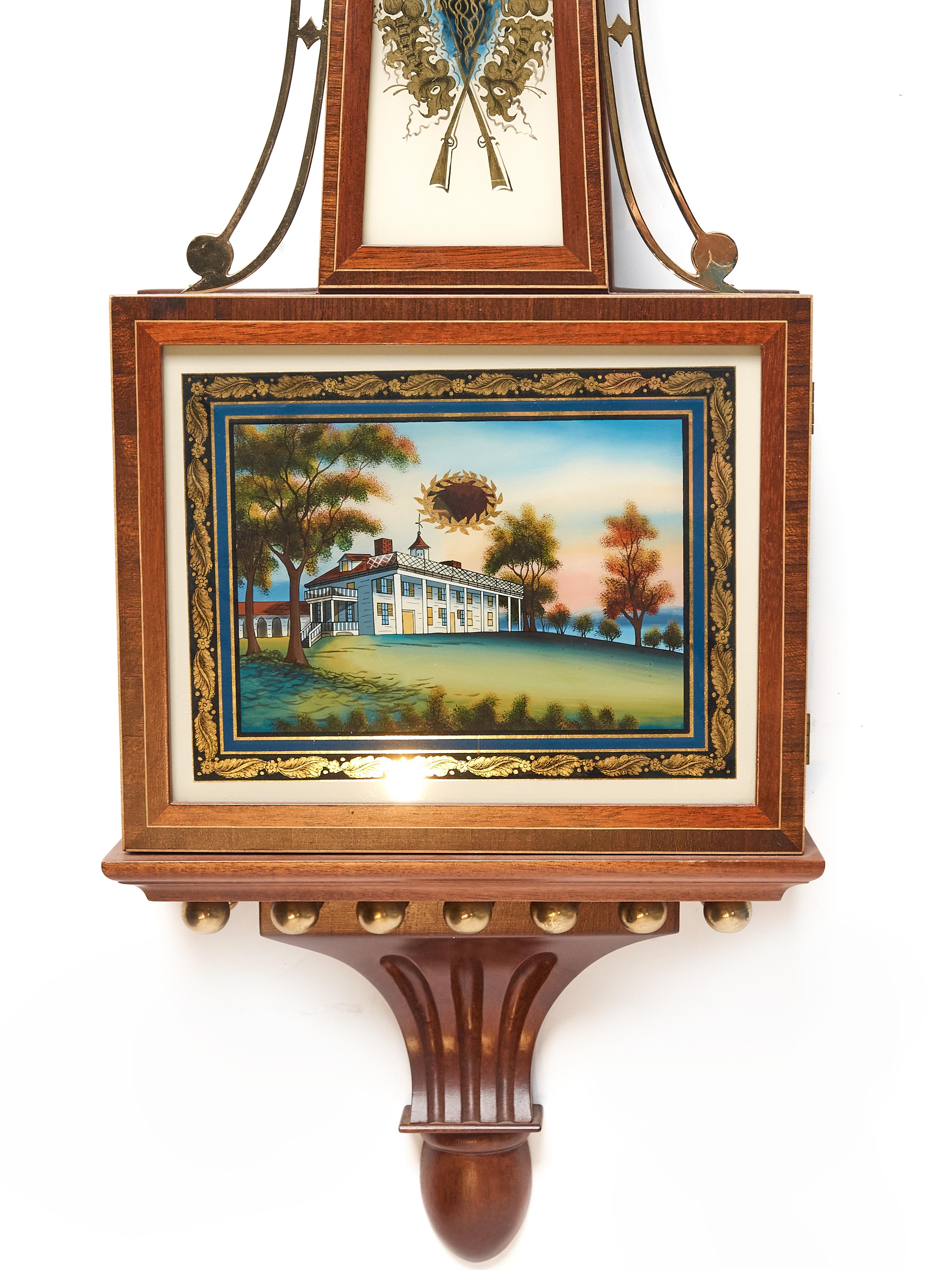 American Foster S. Campos Banjo Clock, George Washington Theme Made in Pembroke, Mass