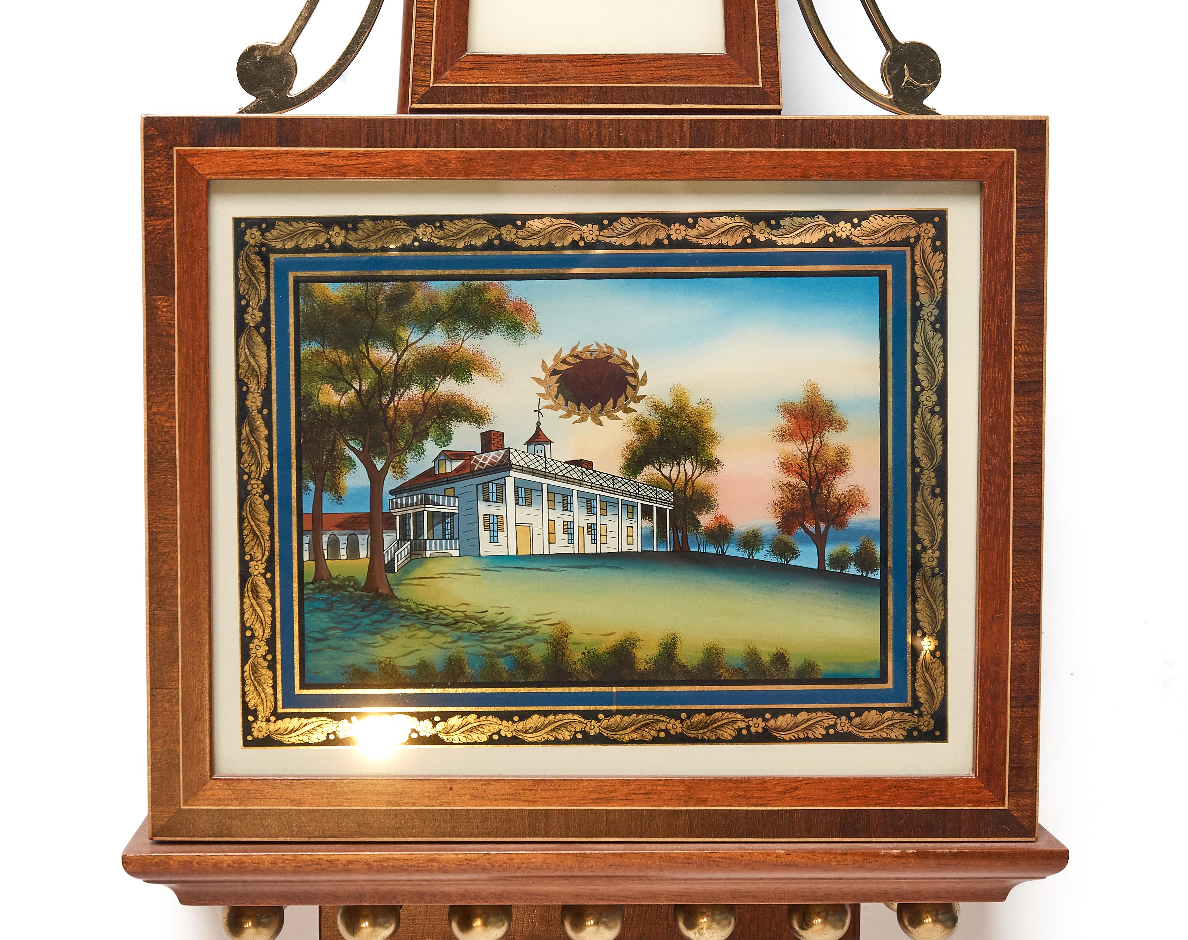 Woodwork Foster S. Campos Banjo Clock, George Washington Theme Made in Pembroke, Mass