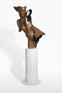 "Resonance" Bronze Female Nude Sculpture with Powder Coated Steel Base