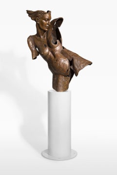 "Resonance" Bronze Female Nude Sculpture with Powder Coated Steel Base