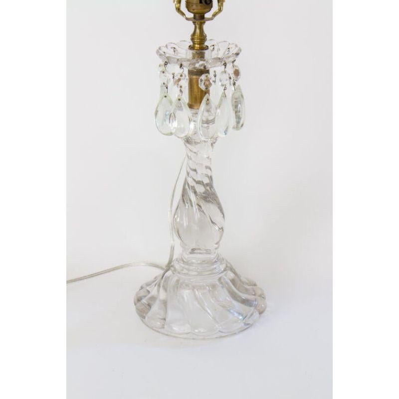 Hollywood Regency Fostoria Colony Glass Candlestick Lamp For Sale