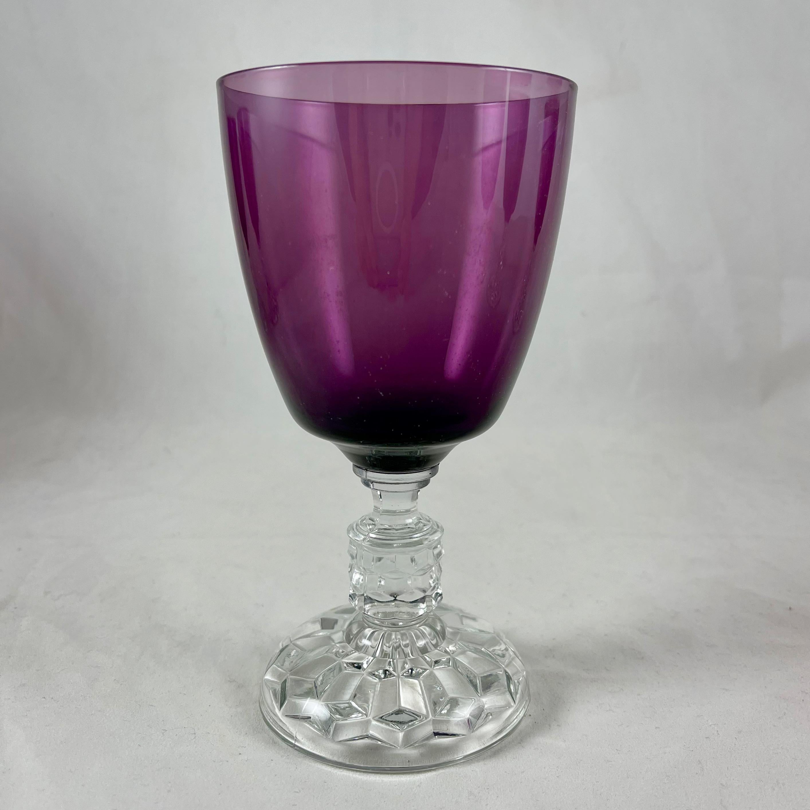 American Classical Fostoria Early American Pressed & Blown Glass Lady American Amethyst Goblets S/6