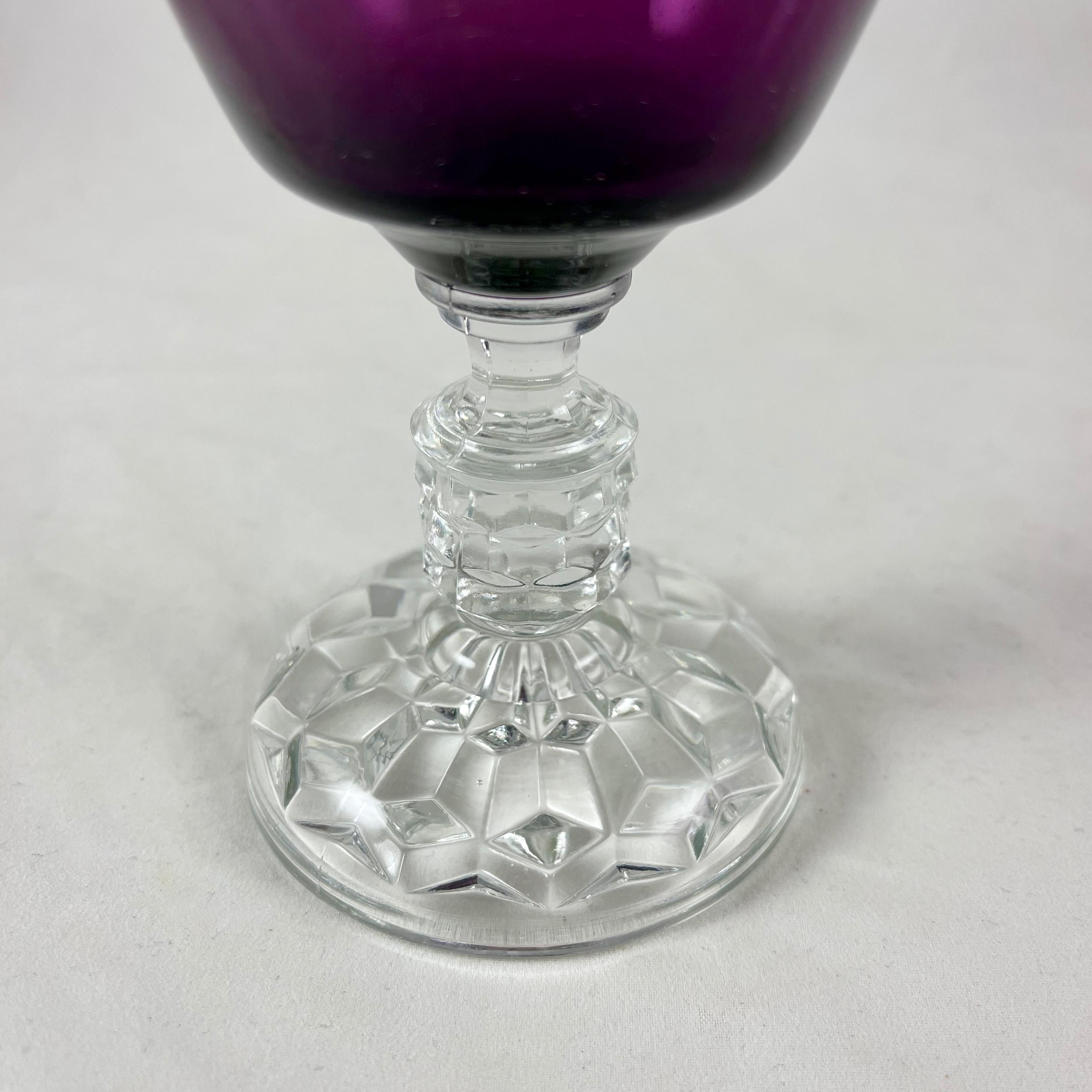 Fostoria Early American Pressed & Blown Glass Lady American Amethyst Goblets S/6 In Good Condition In Philadelphia, PA