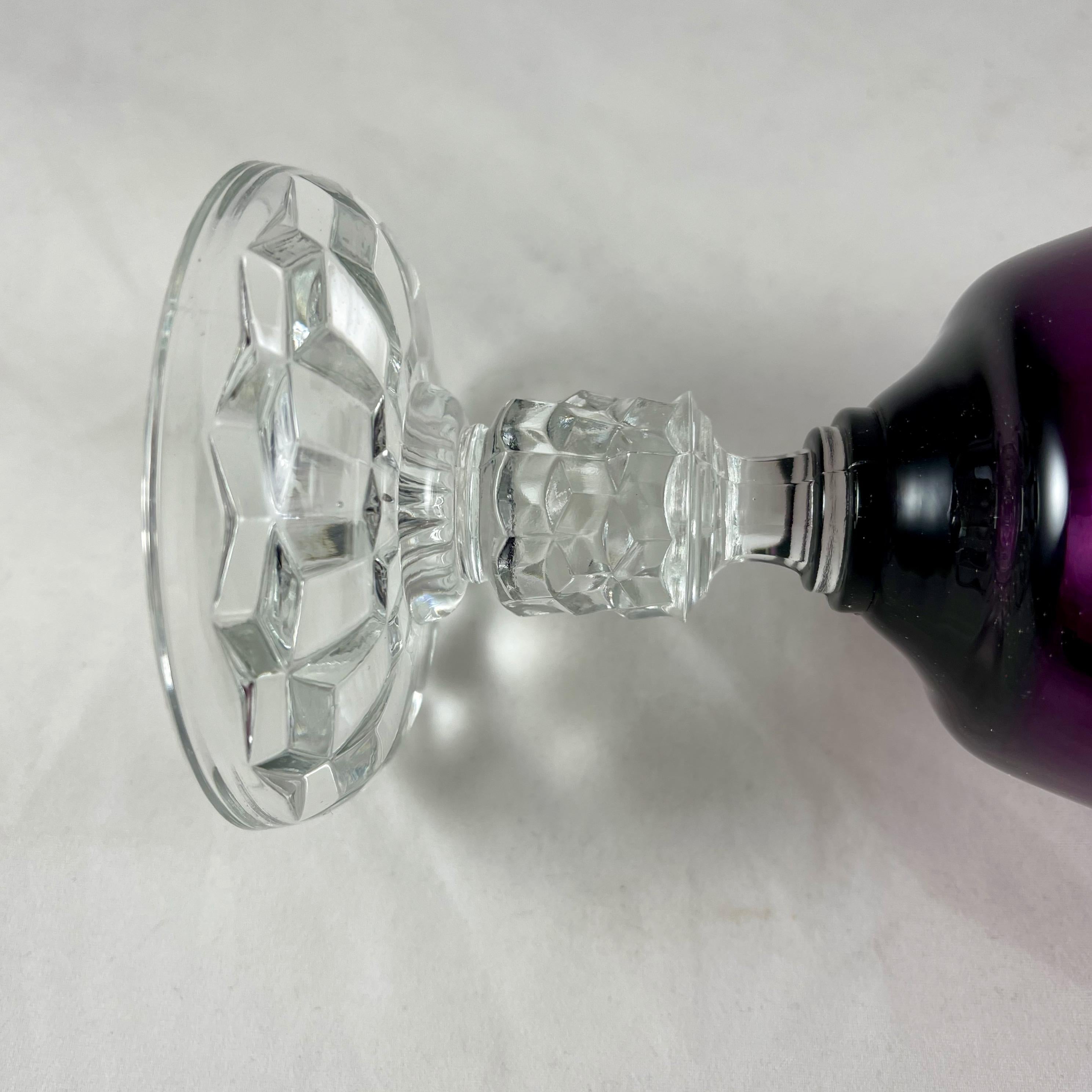 20th Century Fostoria Early American Pressed & Blown Glass Lady American Amethyst Goblets S/6