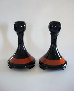 FOSTORIA GLASS - Rare paire de chandeliers Art Deco Ebony Line - U.S. - Circa 1930