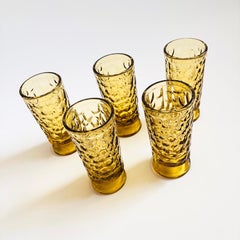Fostoria Pebble Beach Yellow Water Goblets - Set of 5