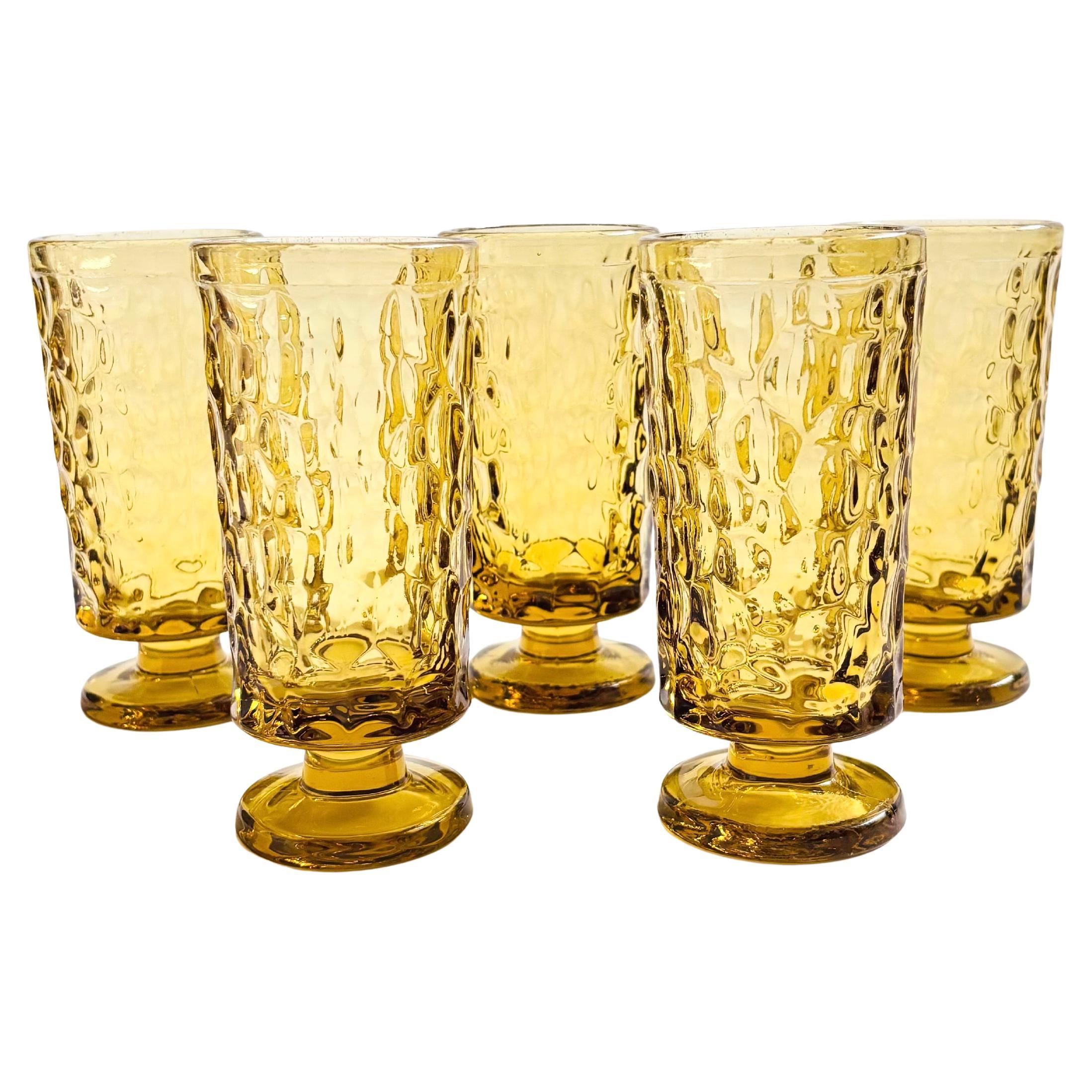 Fostoria Pebble Beach Yellow Water Goblets - Set of 5