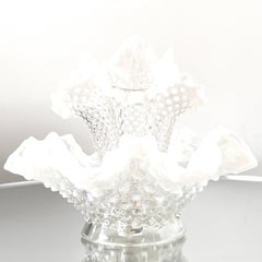 Fostoria White Opaline Hobnail Glass Epergne Vase, circa 1950s