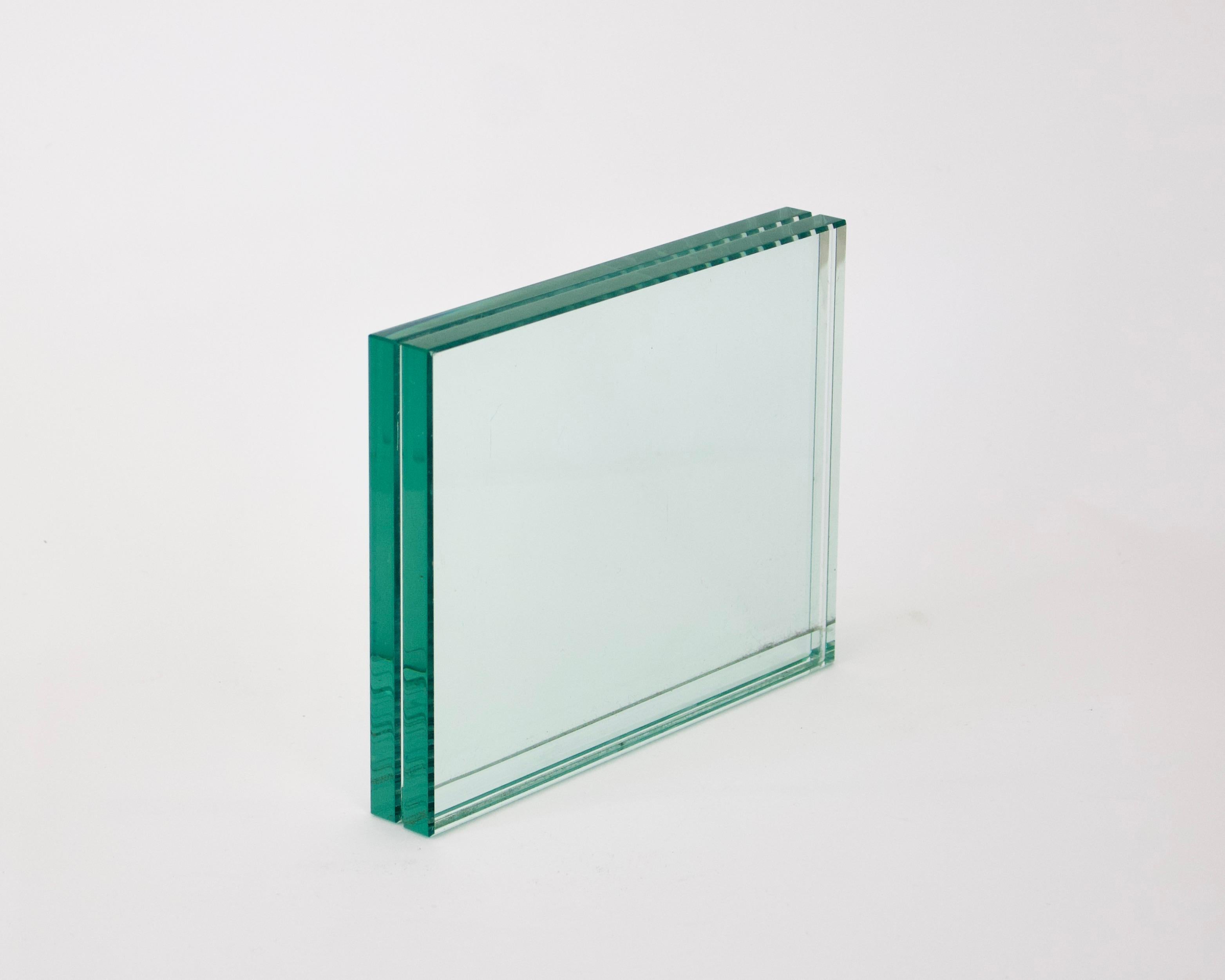Late 20th Century Fontana Arte Pair of Italian Glass Picture Frames Large and Small For Sale
