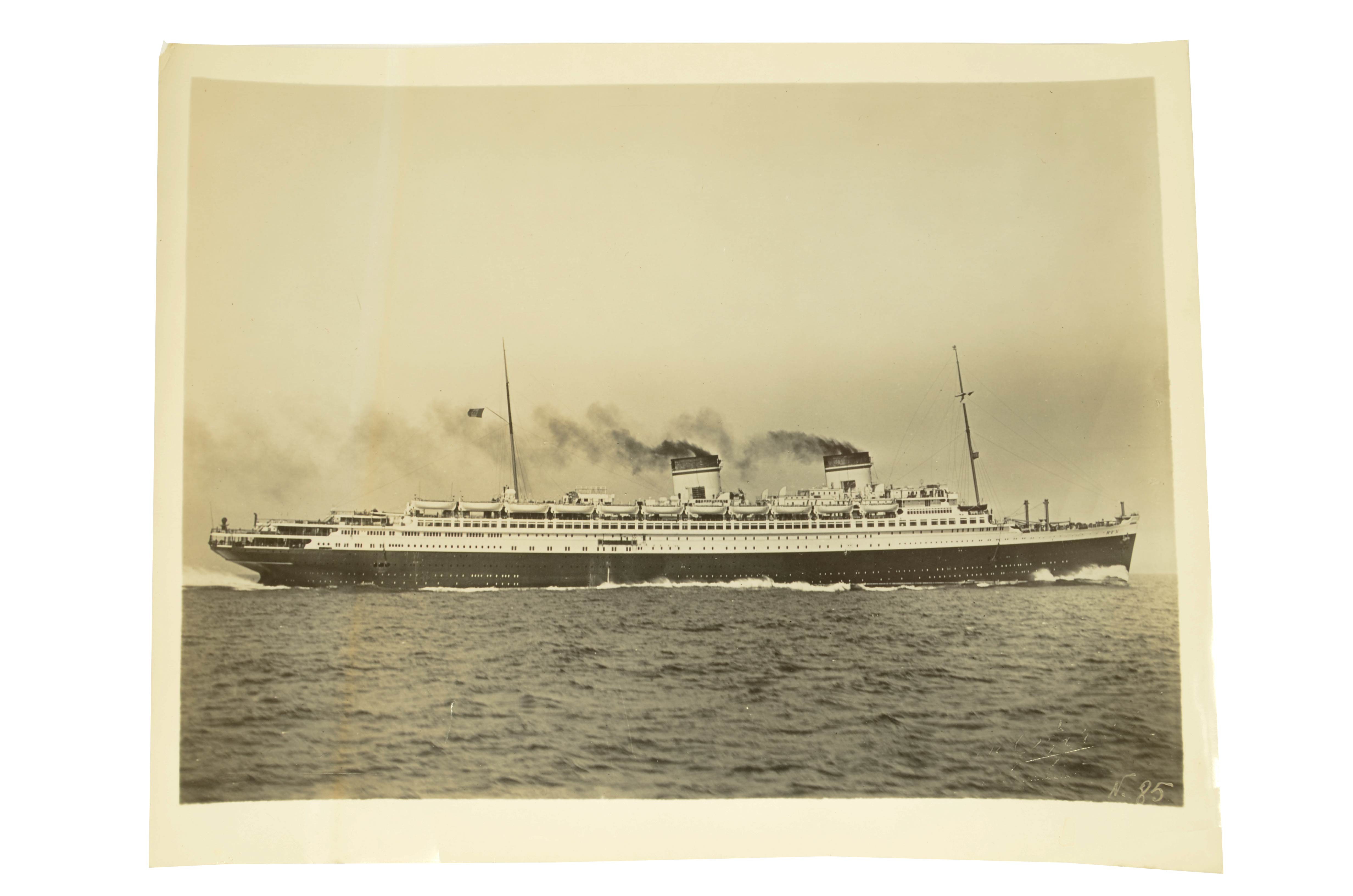 Photo of the Transatlantic REX in Navigation taken and printed in 1932