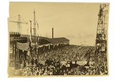Photo TRansatlantico REX jour du lancement le 1er août 1931 dans les chantiers navals Ansaldo