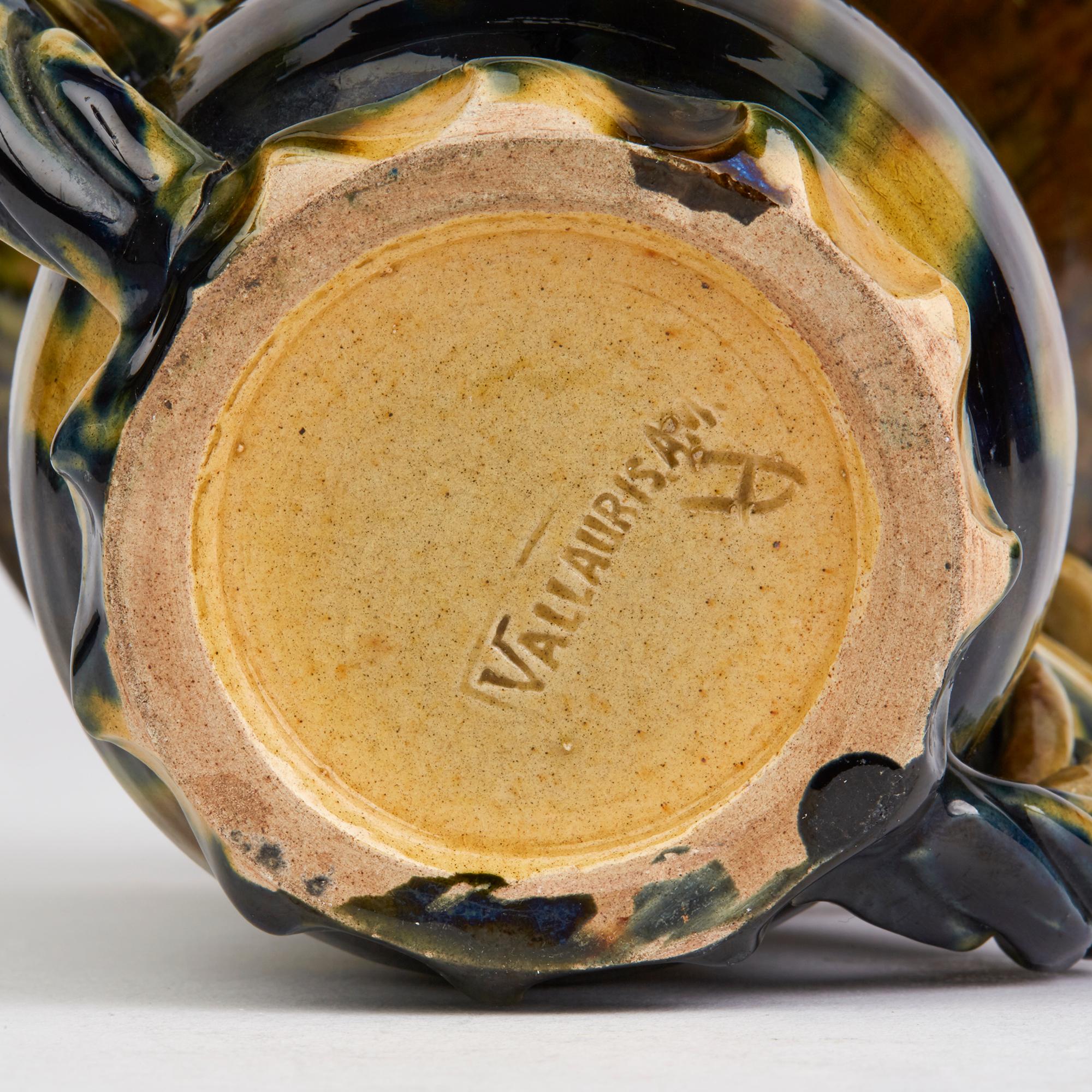 Foucard-Jourdan Vallauris French Twin Handled Streak Glazed Vase 2