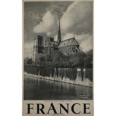 Circa 1950 France Notre-Dame de Paris Original Travel Poster by Foucault