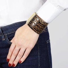 Fouché Art Deco Horn Emerald Ruby Sapphire Engraved Cuff Bracelet