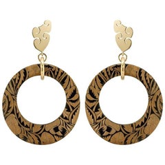 Fouché Art Deco Horn Africa Engraved Earrings