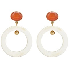 Fouché Carnelian Horn Dangle Hoop Earrings